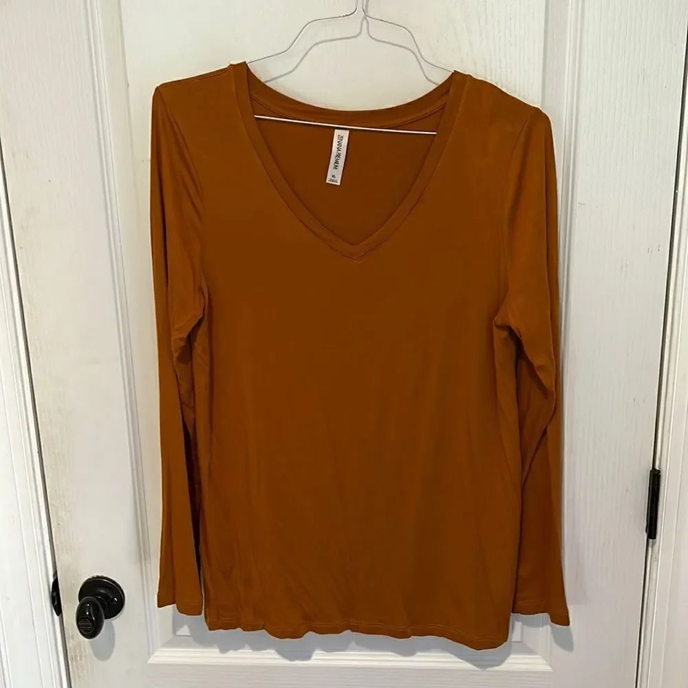 New Zenana Premium Orange Long sleeve Tee